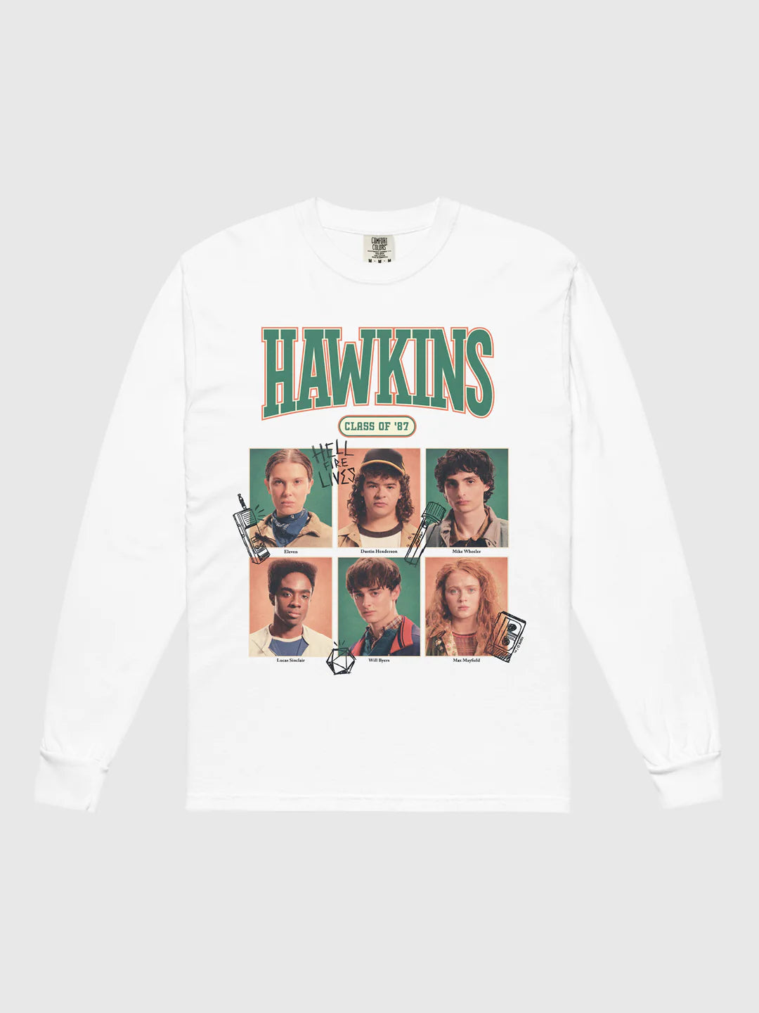 Hawkins Class of '87 White Long Sleeve Tee