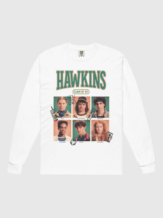 Hawkins Class of '87 White Long Sleeve Tee
